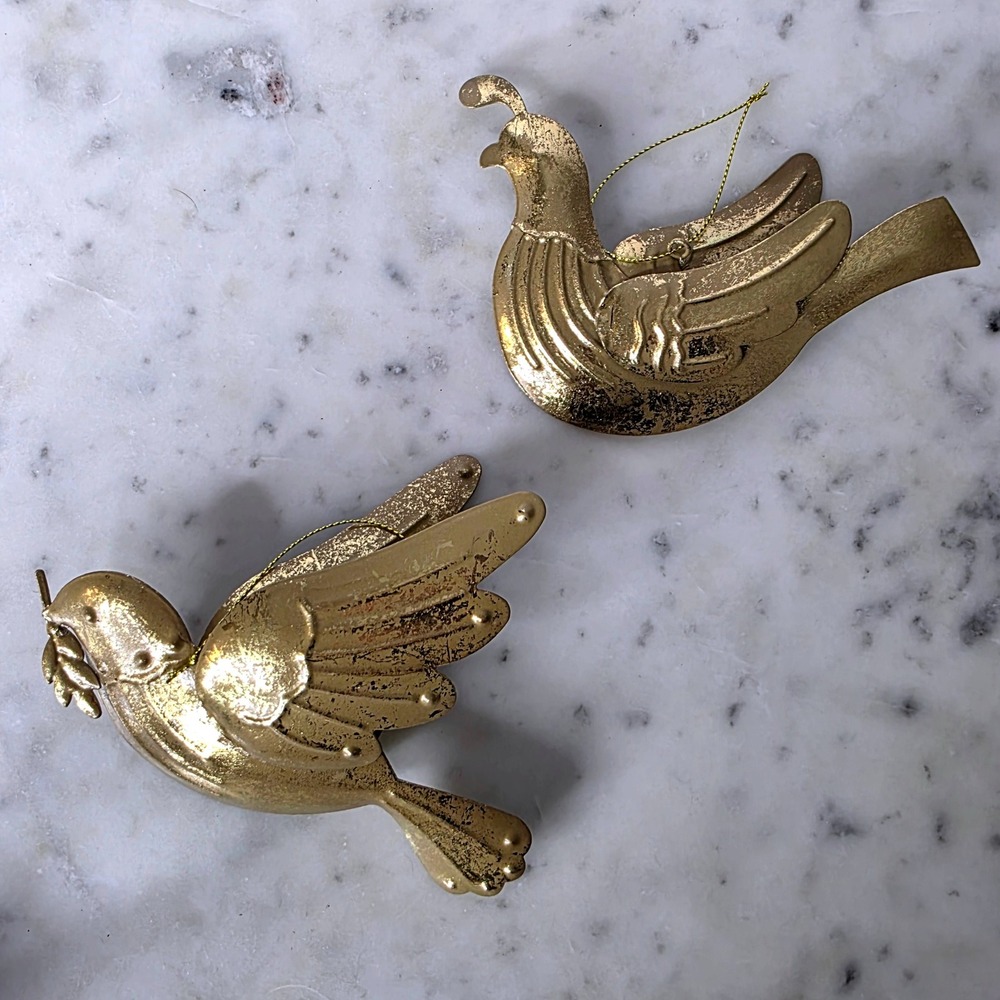 Wondershop Target 2 Gold Metal Doves Christmas Ornaments Hanging Bird Decor